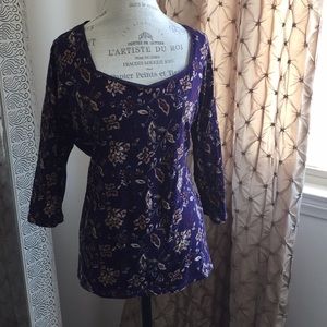 Chaps floral tee with sweetheart neckline.